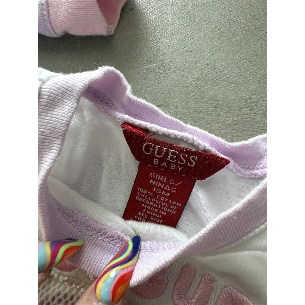 Pink And‎ Purple Baby Guess Two Piece Set Zip Up And T-Shirt Size 18 Months